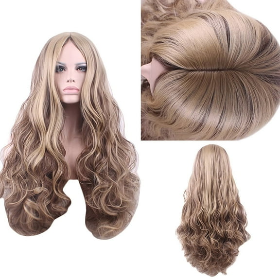 UTOURS Human Hair Wigs For Women Black Color Natural Lace Hair Women Blonde Gradient Long Curly Wig Synthetic Wavy Hair Heat