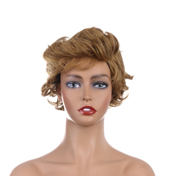 UTOURS Ladies Short Curly Hair Rose Mesh Headgear High Temperature Silk Wig