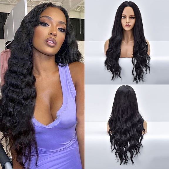 UTOURS Medium Length Curly Hair Dyed Wave Female Wig, Natural Wave Wig Synthetic Heat