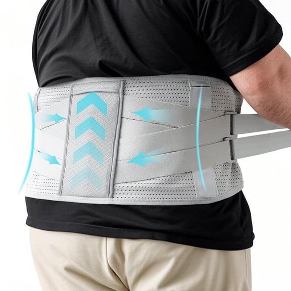 UTOURS Plus Size Back Brace for Lower Back Pain, Breathable Obese Belly Support for Sciatica, Back Pain, Scoliosis, Two Sets of Support Bars. Lightweight. (Waist: 44" - 52")