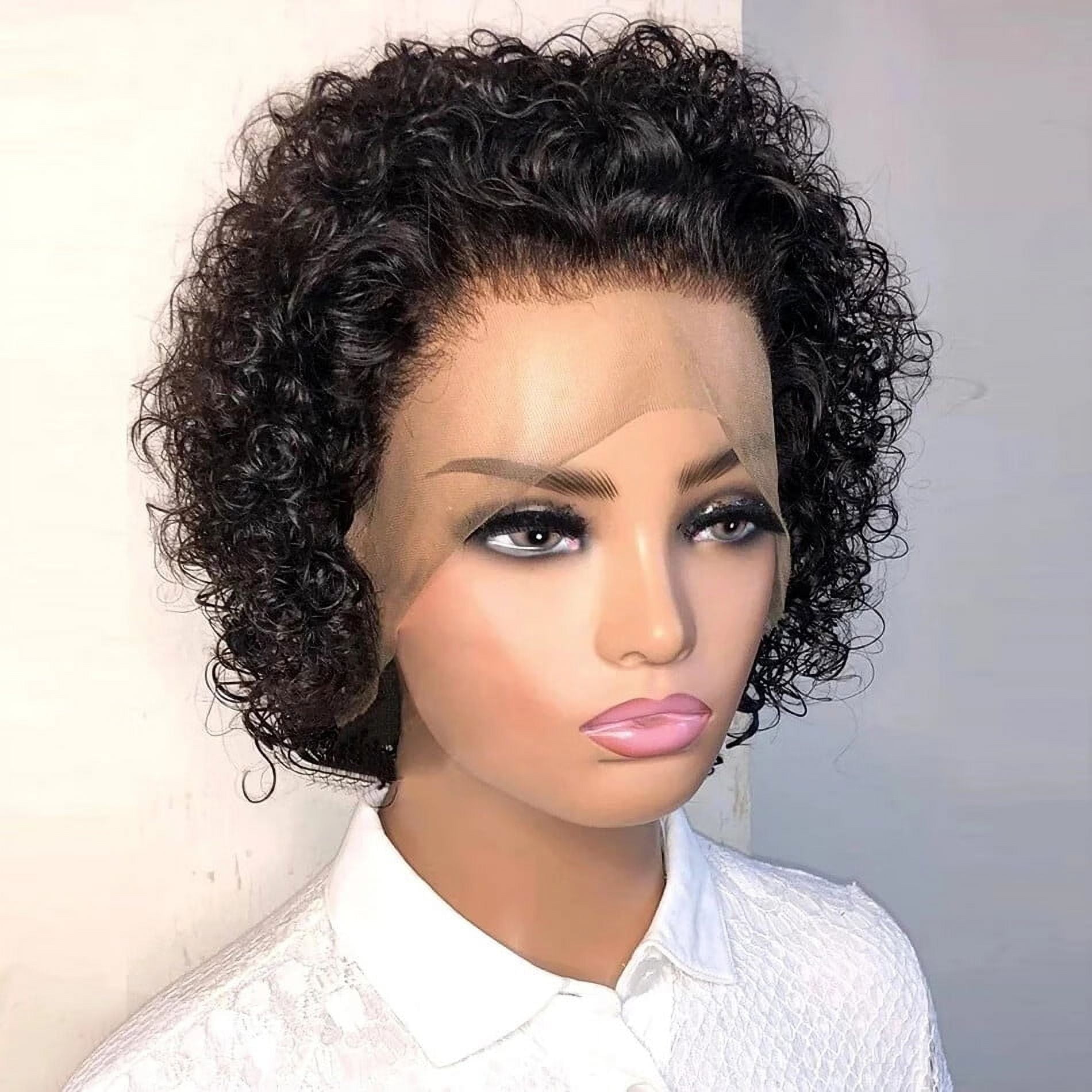 UTOURS Short Curly Wigs Bob Wigs Virgin Hair Human Hair Wigs Cheap Pixie Cut Wig 13X1 Transparent Lace Wig Preplucked Hairline Wigs For Women