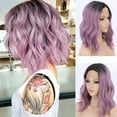 thumbnail image 1 of UTOURS Short Wavy Bob Lace Front Wig Caps Ombre Purple Dark Root 2 Tone Synthetic Wig for Women Ash Purple Wavy 4x4 Lace Wig 14 Inch, 1 of 1