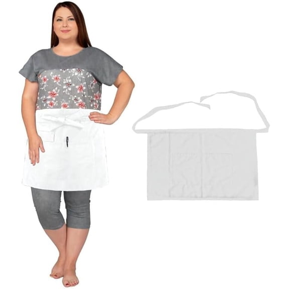 UTOURS Unisex Waist/half Bistro Server Aprons with Pockets. Plus Size Apron XL XXL or Waist W40+