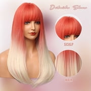 UTOURS WomenS Fashion High Temperature Resistant Silk Synthetic Bangs Long Hair Wig