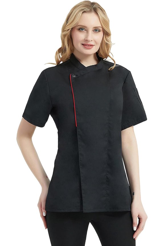 Women's Chef Coat Short Sleeve Chef Jacket Lightweight and Flexible Allows Freedom of Movement Multiple Pockets for Convenient Storage Perfect for Long Hours in the Kitchen