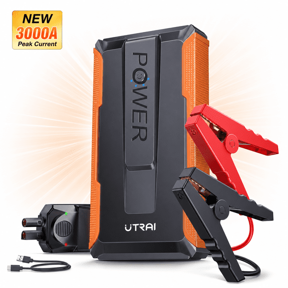 UTRAI Portable 3000A Car Jump Starter and Power Bank, USB Quick Charge Booster for 7.5L Gas / 5.5L Diesel Engines