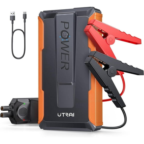 UTRAI 5000A Portable Car Jump Starter with Air Compressor 150PSI, 12V Emergency Battery Booster & Power Bank for All Gas / 10.0L Diesel Engines