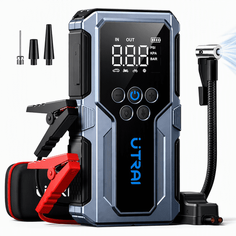 UTRAI 4000A Portable Jump Starter, 12V Car Battery Booster with 150 PSI Air Compressor, 18W Fast Charging