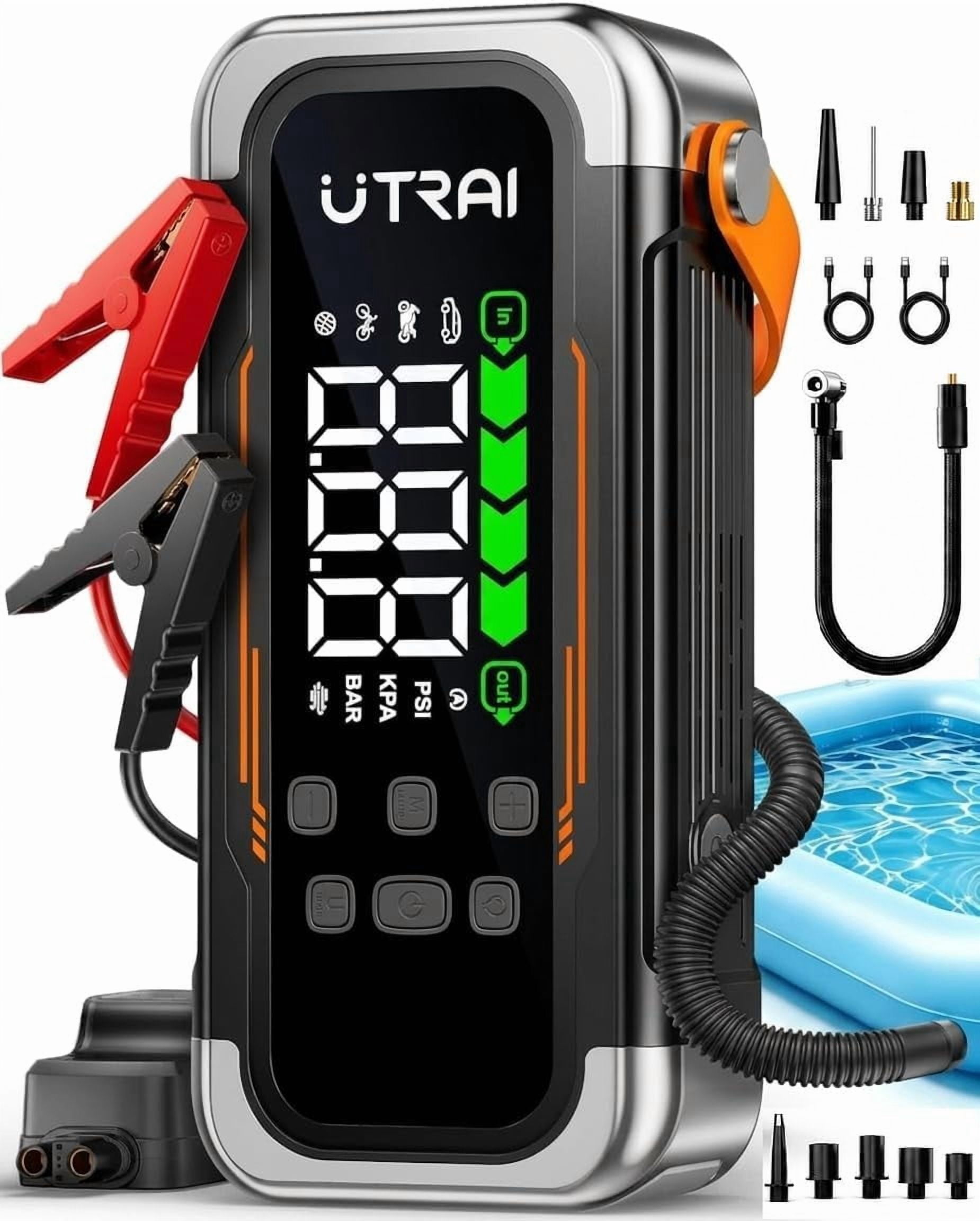 UTRAI 6000A Car Jump Starter with Air Compressor 150PSI PD 30W Power Bank for Gas and 12L Diesel