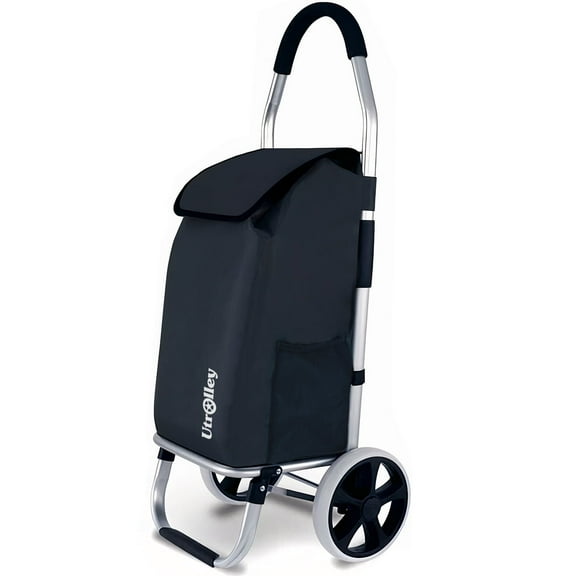 UTROLLEY Ultra Lightweight Foldable Shopping Cart for Groceries, Large 40L Capacity Groceries Cart on Soft Rolling Wheels, Removable Bag, Multi-Use Personal Hand Truck, Black
