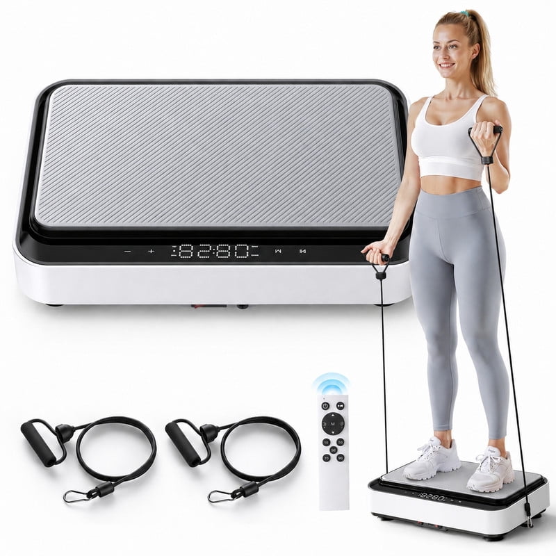 UTRYUP Vibration Plate Exercise Machine with Remote Control & 2 Resistance Bands for Home Toning Muscle Workout Fitness 300lbs