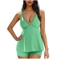 thumbnail image 1 of UTSJKR $10 & under Two Piece Flowy Tankini Swimsuits for Women Push Up Tummy Control Bathing Suits Mesh Sheer V-Neck Swim Suits 2025 Green XL, 1 of 7