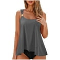 thumbnail image 1 of UTSJKR $10 & under Women Ruffle High Waisted Tankini Swimsuit Tummy Control Bathing Suit 2025 Flowy Loose Fit Tankini Top with Bikini Bottom Gray XXL, 1 of 7
