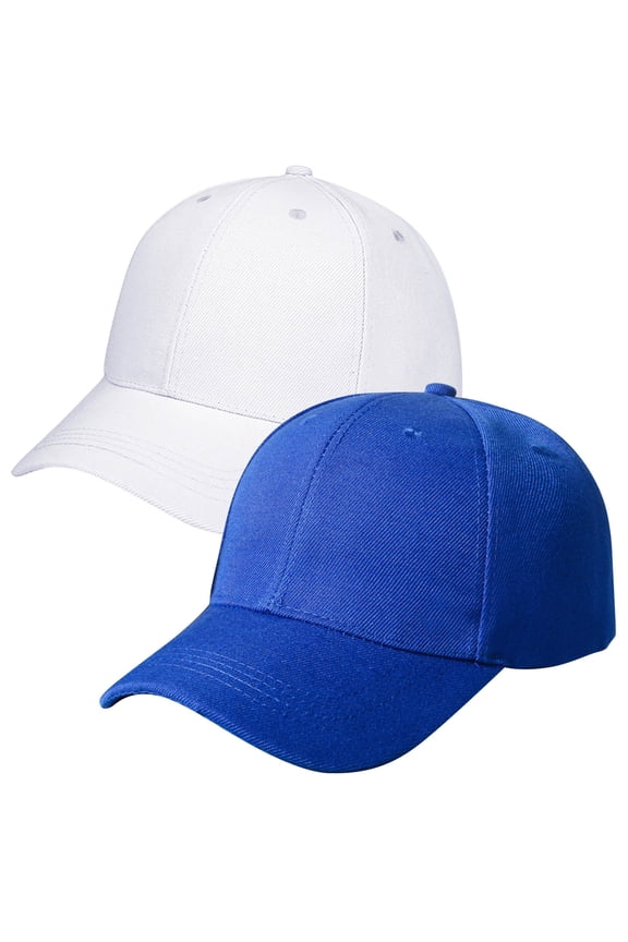 2 Pack Baseball Caps Adjustable Size for Running Workouts and Outdoor Activities All Seasons Classic Adjustable Plain Hat Blue