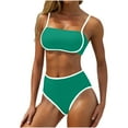 thumbnail image 1 of UTSJKR 2025 Women's High Waisted Bikini Sets Two Piece Swimsuit Color Block High Cut Bathing Suits Beach Fashion Green S, 1 of 9