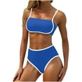 thumbnail image 1 of UTSJKR 2025 Women's High Waisted Bikini Sets Two Piece Swimsuit Color Block High Cut Bathing Suits Beach Fashion Navy S, 1 of 9