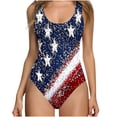 thumbnail image 1 of UTSJKR 2026 One Piece Swimsuits Women Independence Day Printed Tummy Control Bathing Suits Crew Neck Trendy Swimwear Red XL, 1 of 3