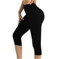 thumbnail image 1 of UTSJKR 3/4 High Waisted Leggings for Women, Yoga Pants, High Waist Elastic Hip Lift Fitness Pants, Running Fitness Capri Pants Black L, 1 of 5