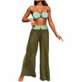 thumbnail image 1 of UTSJKR 3 Piece Swimsuits for Women Tummy Control Bikini Set with Beach Cover Up Mesh Pants Sexy Tube Tops Swimwear Green S, 1 of 5