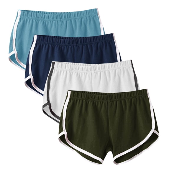 UTSJKR 4 Pack Women's Retro Vintage High Waist Side Striped Booty Shorts Athletic Dolphin Gym Shorts Running Workout Shorts Hot Pants Multicolor L