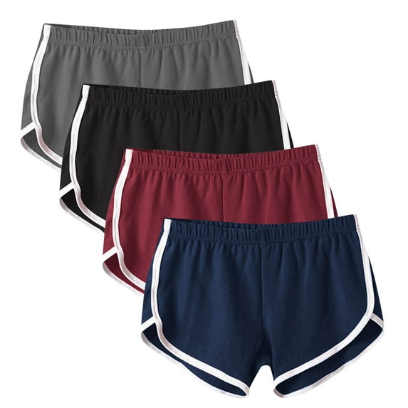 UTSJKR 4 Pack Women's Retro Vintage High Waist Side Striped Booty Shorts Athletic Dolphin Gym Shorts Running Workout Shorts Hot Pants Multicolor M