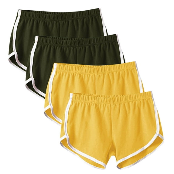 UTSJKR 4 Pack Women's Retro Vintage High Waist Side Striped Booty Shorts Athletic Dolphin Gym Shorts Running Workout Shorts Hot Pants Multicolor M