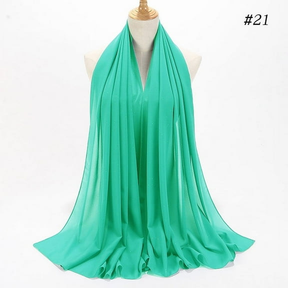 UTSJKR 72 * 175 Cm Muslim Chiffon Hijab Scarf Shawl Women's Hijab Islamic Hijab Scarf Muslim Veil Hijab Scarf African Scarf Green