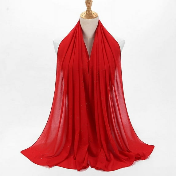 UTSJKR 72 * 175 Cm Muslim Chiffon Hijab Scarf Shawl Women's Hijab Islamic Hijab Scarf Muslim Veil Hijab Scarf African Scarf Red