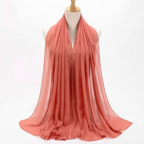UTSJKR 72 * 175 Cm Muslim Chiffon Hijab Scarf Shawl Women's Hijab Islamic Hijab Scarf Muslim Veil Hijab Scarf African Scarf Watermelon Red