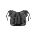 thumbnail image 1 of UTSJKR Adult Knit Beanie Hat, Winter Cat Ears Hat Warm Ribbed Cable Knitted Fleece Lined Ski Skull Hat for Teen Girls Women Gray, 1 of 2