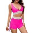 thumbnail image 1 of UTSJKR Athletic Swimsuits for Women 2 Piece Bathing Suits High Waisted Tummy Control Swimwear Tankini Tops with Boyshorts Hot Pink S, 1 of 4