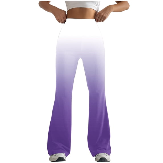 UTSJKR Baggy Flare Sweatpants Womens Gradient Drawstring High Waisted Yoga Pants with Pockets Y2k Casual Flowy Wide Leg Pants Purple M