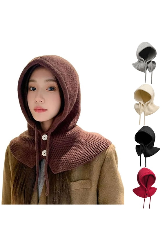 Balaclava Women Winter Hats Beanie Hat Slouchy Fleece Balaclavas Windproof Warm Hooded Scarf Hat for Women Men Red