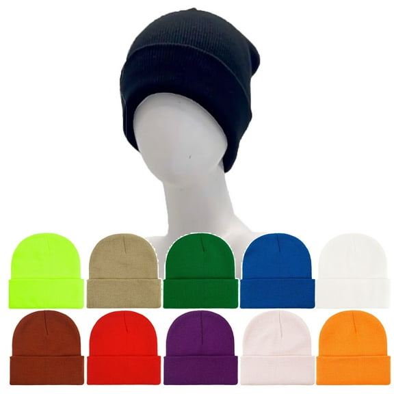 UTSJKR Beanie Hats for Men Slouchy Beanies for Men Knitted Caps for Women Soft Warm Unisex Cuffed Solid Skull Cap Blue