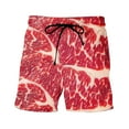 thumbnail image 1 of UTSJKR Beef Steak Texture Meat Men's Board Shorts Quick Dry Swim Trunks with Pockets Beach Trunks Bathing Suits Red 14, 1 of 3
