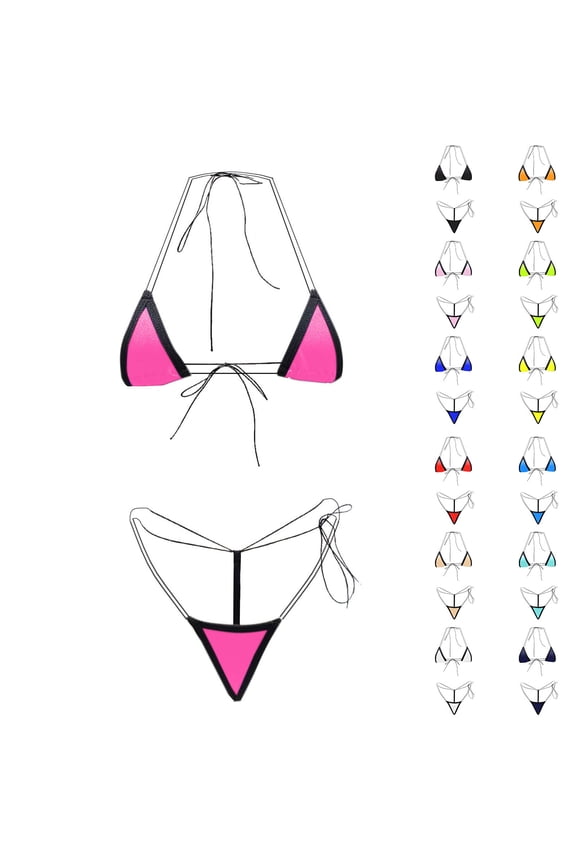 Bikini Set for Women Extreme Triangle Top G String Swearwear Sexy Multi Clour Tie Side Mini Bathing Suit Green Free Size