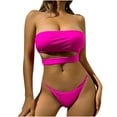 thumbnail image 1 of UTSJKR Bikini Sets for Women 2 Piece Bandeau Swimsuits Strapless Bandeau Bikini Flattering Cutout High Cut Bathing Suits Swimwear Hot Pink M, 1 of 6