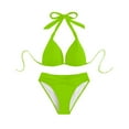thumbnail image 1 of UTSJKR Bikini Sets for Women Two Piece Triangle Swimsuit Halter Ruched Cheeky Bathing Suit Push Up Swimwear Green L, 1 of 5