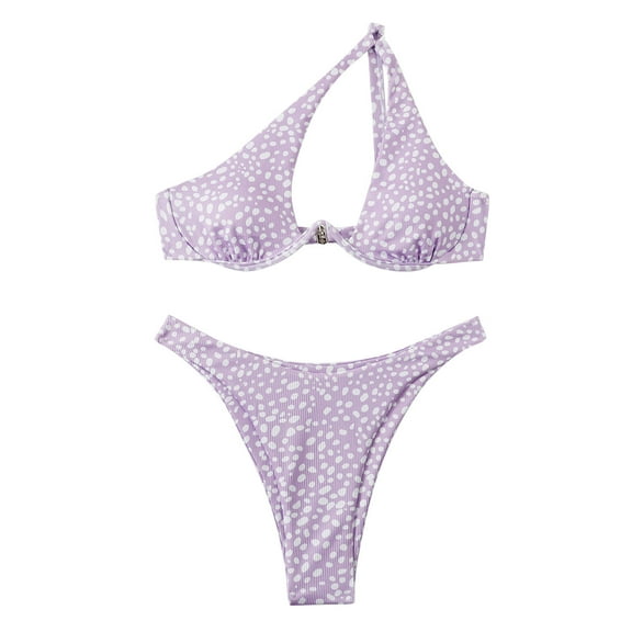 UTSJKR Bikinis Sets for Women One Shoulder Bikini Swimsuit Cheeky Thong Swimwear Two Pieces Bathing Suit Watermelon Red S