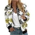 thumbnail image 1 of UTSJKR Bomber Jacket for Women 2024 Fall Fashion Floral Print Lightweight Comfy Jackets Trendy Oversized Zip Up Coat Outwear with Pockets Beige XXXL, 1 of 5