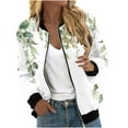 thumbnail image 1 of UTSJKR Bomber Jacket for Women 2024 Fall Fashion Floral Print Lightweight Comfy Jackets Trendy Oversized Zip Up Coat Outwear with Pockets Green S, 1 of 5