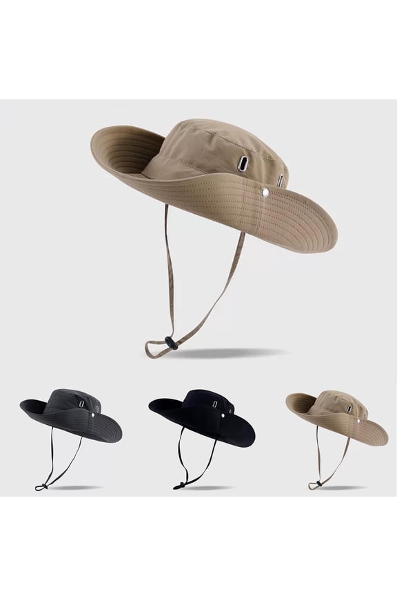 Boonie Hats for Men Women UPF 50+ Sun Protection Safari Hat with Wide Brim & Chin Strap for Fishing Hiking Outdoor Dark Gray