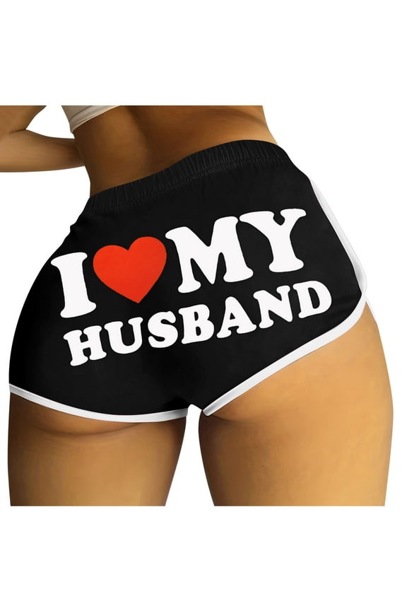 Booty Shorts for Women Naughty Letter Printed Yoga Dance Gym Workout Running Active Hot Shorts Lounge Wear Pajama Shorts Black M