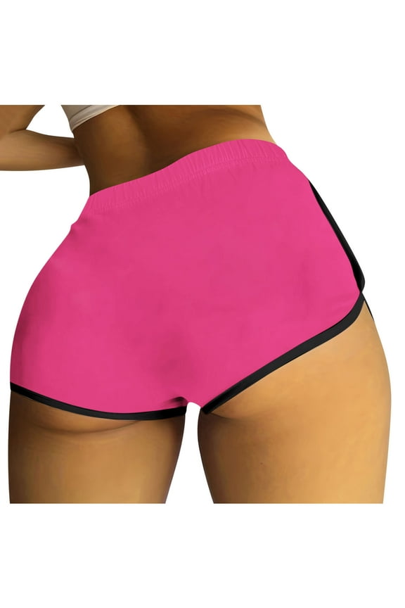 Booty Shorts for Women Solid Color Yoga Dance Gym Workout Running Active Hot Shorts Lounge Wear Pajama Shorts Hot Pink S