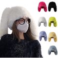 thumbnail image 1 of UTSJKR Bunny Beanie Hat for Women Men Y2k Cute Plush Beanie Fluffy Rabbit Ears Warm Winter Caps Slouchy Skull Cap Outdoor Cap Yellow, 1 of 5