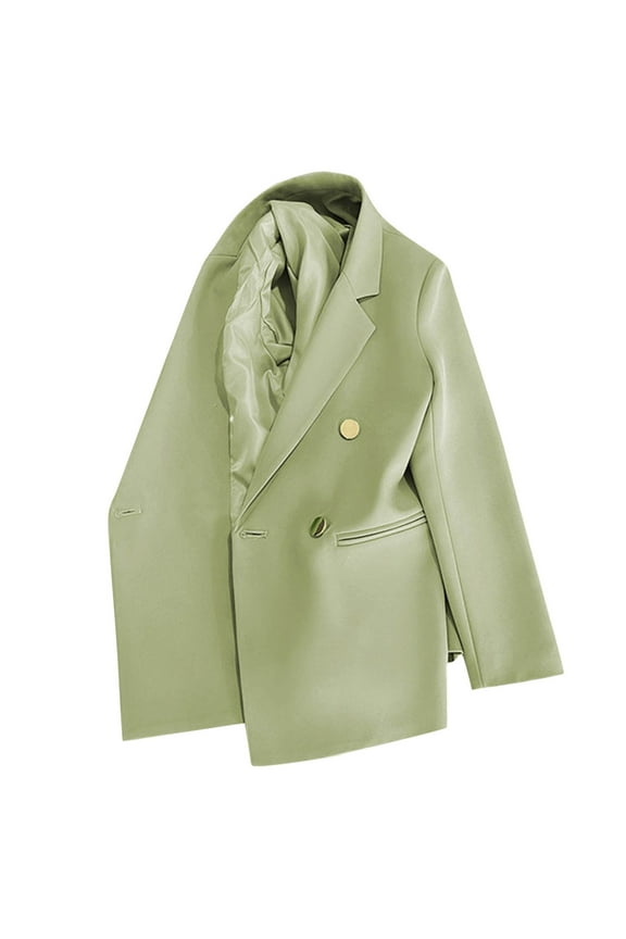 Business Blazer for Women Button Down Long Sleeve Jacket Lapel Profession 2025 Blazers Spring Fall Office Outerwear Green XXL