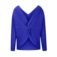 thumbnail image 1 of UTSJKR Cable Knit Sweaters for Women Classic Solid V Neck Pullover Tops Trendy Twist Loose Fit Cozy Jumper Fall Long Sleeve Sweaters 2024 Fashion Clothing Blue L, 1 of 4