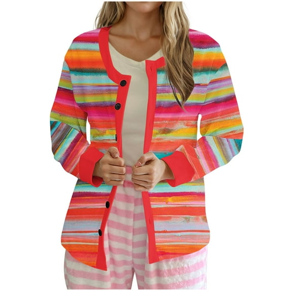 UTSJKR Cardigan Sweaters for Women Slouchy Cardigan Coat for Women Tie Dye Print Long Sleeve V Neck Chunky Sweater Loose Comfy Outerwear Red XXL
