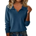 thumbnail image 1 of UTSJKR Sweaters for Women Long Sleeve V Neck Collar Warm Cozy Soft Pullover Loose Casual 2026 Spring Winter Tops Blue L, 1 of 8