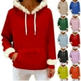 thumbnail image 1 of UTSJKR Christmas Hoodies for Men Women Fuzzy Fleece Lined Hooded Sweatshirt Thick Cozy Warm Long Sleeve Unisex Pullover Red XL, 1 of 8